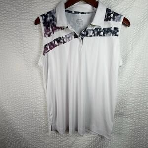 Slazenger Golf Top Women’s White Sleeveless Polo Shirt Stretch Collar XL Spring